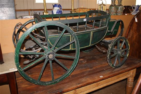 A Victorian green painted model carriage, L.4ft 10in.